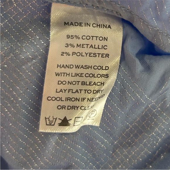 Hill House Nesli Nap Dress Light Blue Metallic Glitter Smocked Square Neck Midi - Picture 5 of 5